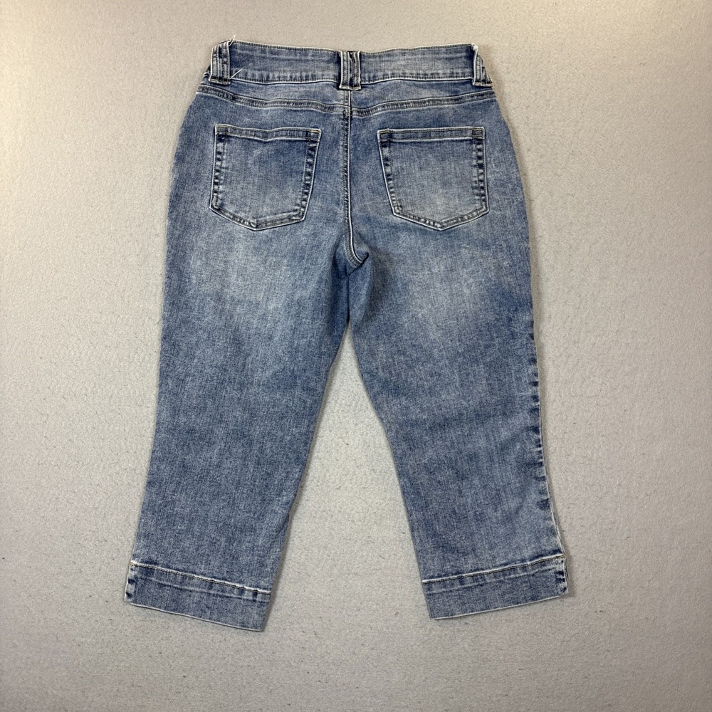 Maurice Cropped Jean Capri Pants Denim Slant Pockets Size 12 - Picture 4 of 9
